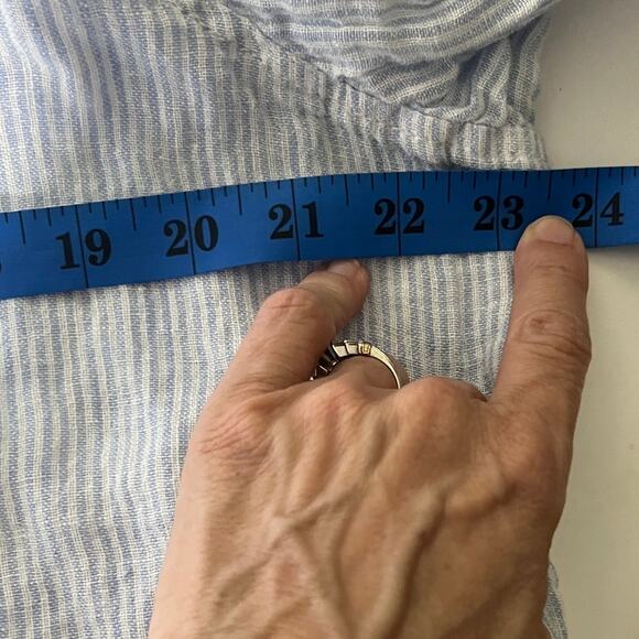 Sigrid Olsen 2X Linen Button Down Blue White Stripe Repair‎ Butterfly Embroidery - Picture 9 of 9